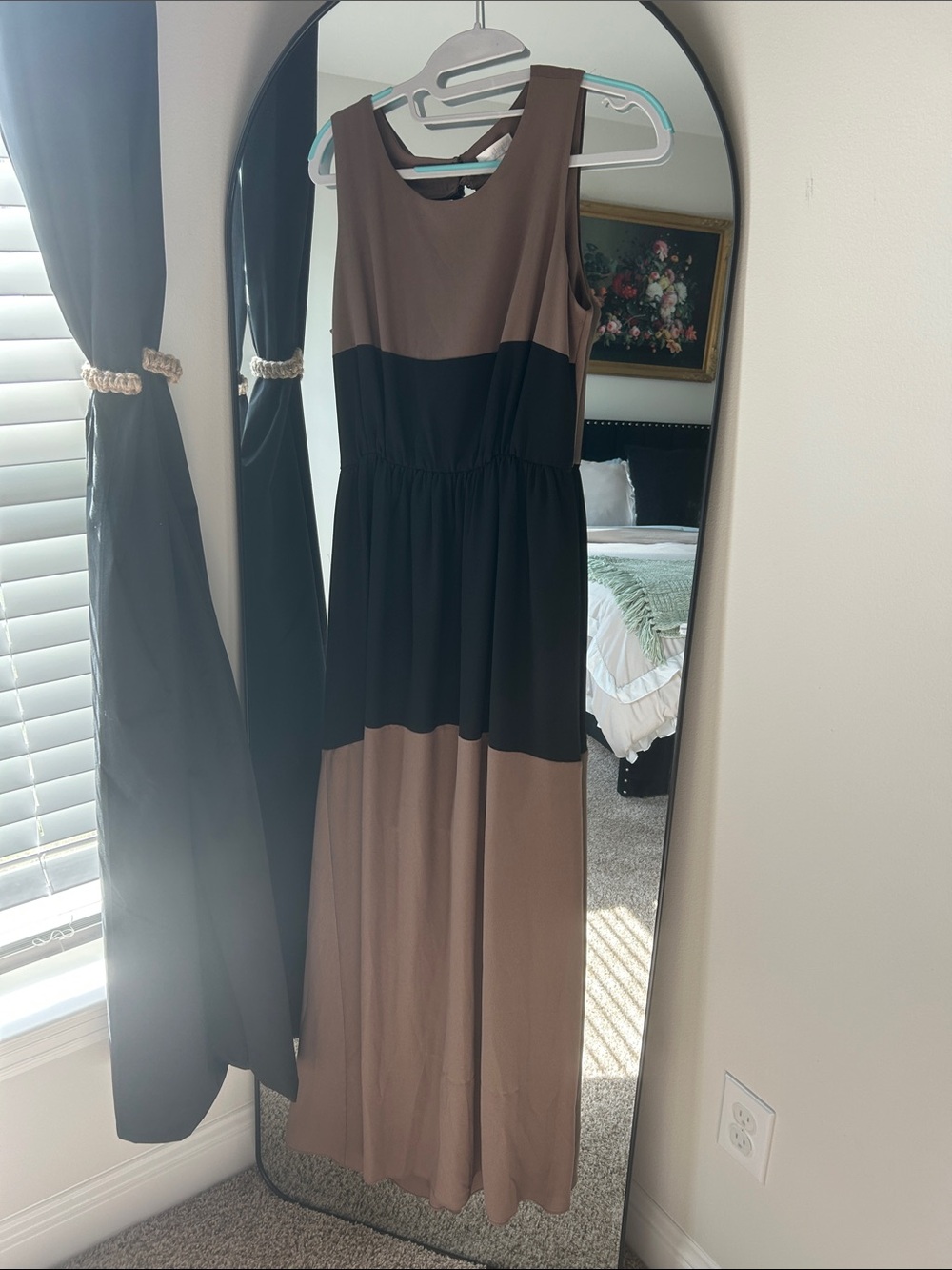 Charming Charlie Brown and Black Colorblock Sleeveless Maxi Dress